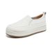 2026 Spring And Autumn New Leather Soft Sole Loafers For Women, Fashionable Versatile Casual Slip-On Shoes, Solid Color_vogvips.com
