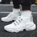 Cross-Border High-Top Sneakers Lightweight Thick-Soled Large Size Men Black Breathable New Summer Flat Heel Sports_vogvips.com