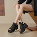 Fashionable Summer 12cm Height Increasing Hollow Woven Fishnet Shoes Design Sense Small Stature Thick Sole High Heel_vogvips.com