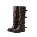 Internet Celebrity Belt Buckle Mid-Calf Pile For Women Spring And Autumn New Western Long Cowboy With Pants Tube Martin_vogvips.com