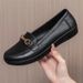 Waterproof Plastic For Women Summer 2021 New Pointed Toe Single British Style Loafers Black Profsional Formal Work_vogvips.com