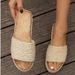 Women's Chunky Platform Sandals With Jute Rope Design - Round Toe Roman Style Summer Beach Slides - Comfortable Rubber Sole In Beige, Khaki, Camel_vogvips.com