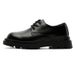 ShoeVault Men's Derby Thick Sole Height Increasing Black Round Toe Commuter Cleanfit British Style Casual Leather Shoes_vogvips.com
