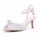 Women's Shoes 6cm fish mouth high heel sandals shallow buckle large size round toe high heels hollow fish mouth satin pearl sandals_vogvips.com