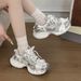 Women's Parisian Bow Platform Chunky Shoes Mesh Breathable Low Top Casual Sports Summer New Style 2026_vogvips.com