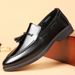 Euro Step 2025 With Tassels Leather Loafers Versatile Soft Sole Suit Moccasins Korean Version British Style Men's Groomsmen Shoes_vogvips.com