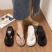 Petite Height-Increaing Thick-Soled Flip-Flop For Women Summer 2024 New Style Outdoor Wear Satin Platform Wedge_vogvips.com
