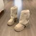 2025 Autumn Winter New Cotton Shoes Grape Mom Same Style Round Toe Furry Warm Thickened Sole Snow Boots For Women_vogvips.com