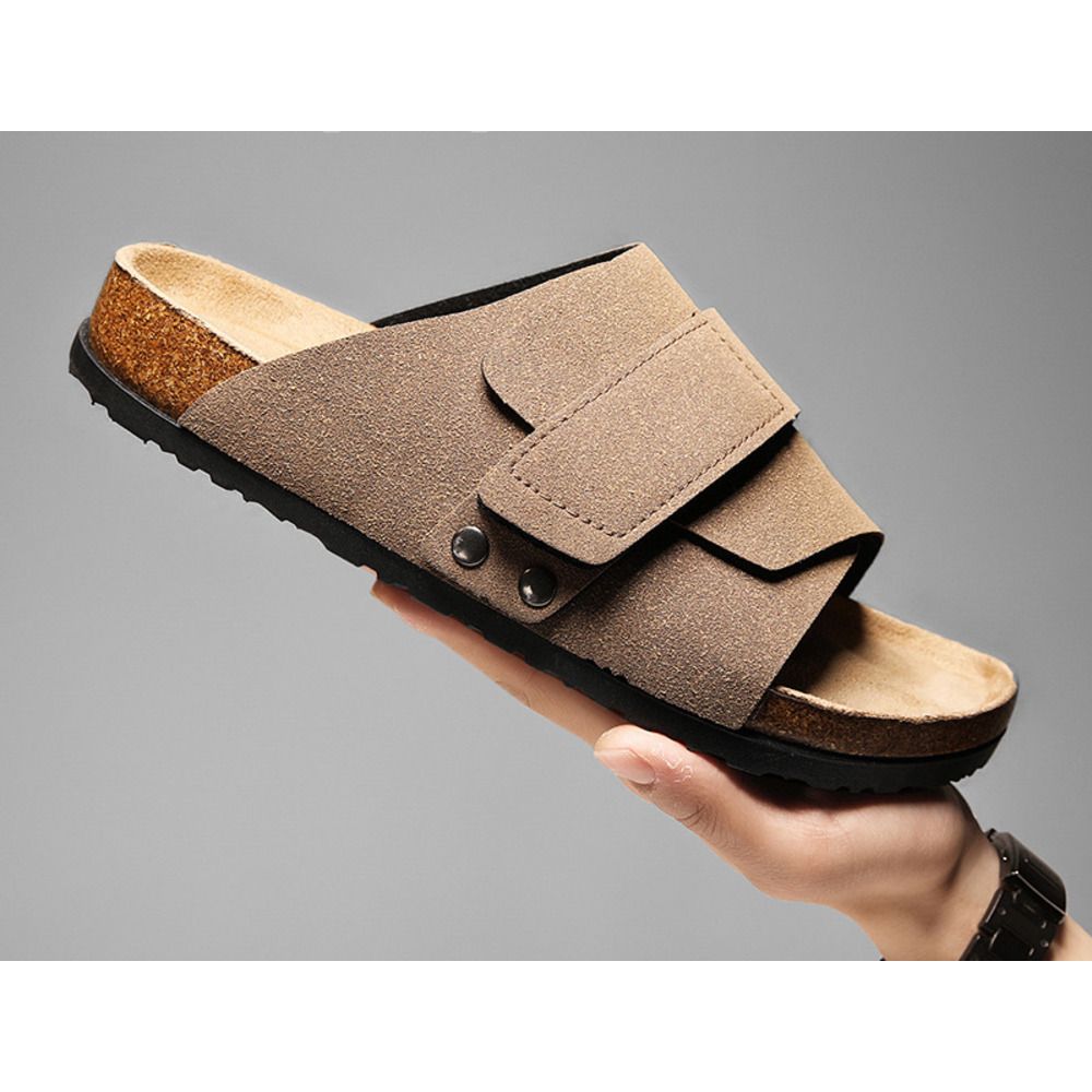 Shoes Cork Soled Sandals For Men And Women The Same 2024 New Leather Double-breasted Flip-flops Retro Shoes_vogvips.com