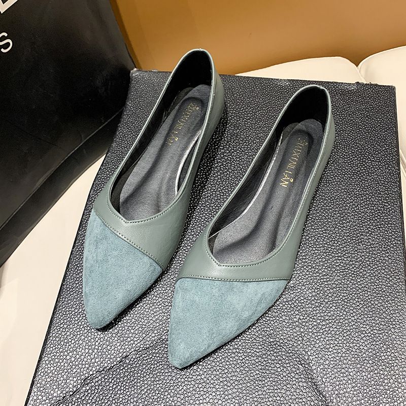 Flat Black Work Shoes Women's Leather Shoes Pointed And Comfortable Professional Shallow Mouth Low Heel Work Shoes_vogvips.com