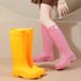 Thick Rain Boots For Women, High Tube Rain Boots, Long Tube Waterproof Shoes With Fleece And Anti Slip, Fashionable Rubber Shoes, Source Factory_vogvips.com