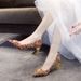 Red Gold Pointed-toe High-heeled Shoes With Chinese Embroidery And Rhinestone Wedding Shoes, 5 Cm Thick Heel, High Quality, Red Shoes_vogvips.com