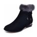 Suede Nubuck Short Round Toe Mid Heel Fleece Lined Autumn Winter Casual Cotton Boots Low Tube Wedge Women_vogvips.com