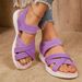 Plus Size Sandals New Arrivals: Women's Breathable Flat Roman Sandals - Relaxed Fit, Stretchy, Lightweight, Sporty Style_vogvips.com