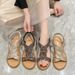 2024 Summer New Fashion Mid Heel Women's Sandals Square Toe Women's Heel Diamond Decorated Slip-On Sandals Women's Shoes_vogvips.com