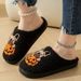 Halloween Indoor And Outdoor Cartoon Pumpkin Dog Pattern Couple Non-Slip Fleece-Lined Thickened Cotton Slippers_vogvips.com