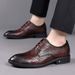 British Style Autumn For Men Genuine Men's Top Layer Cowhide Soft Pointed Business Formal Alligator Pattern Brown_vogvips.com