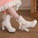 Autumn Winter New Martin Versatile Shoes Side Zipper High Women Sweet Thick Heel Short Boots_vogvips.com