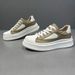 Men's Canvas Casual Thick Soled Sponge Cake White Height Increasing Color Blocking Biscuit Shoes, Men's Sports_vogvips.com