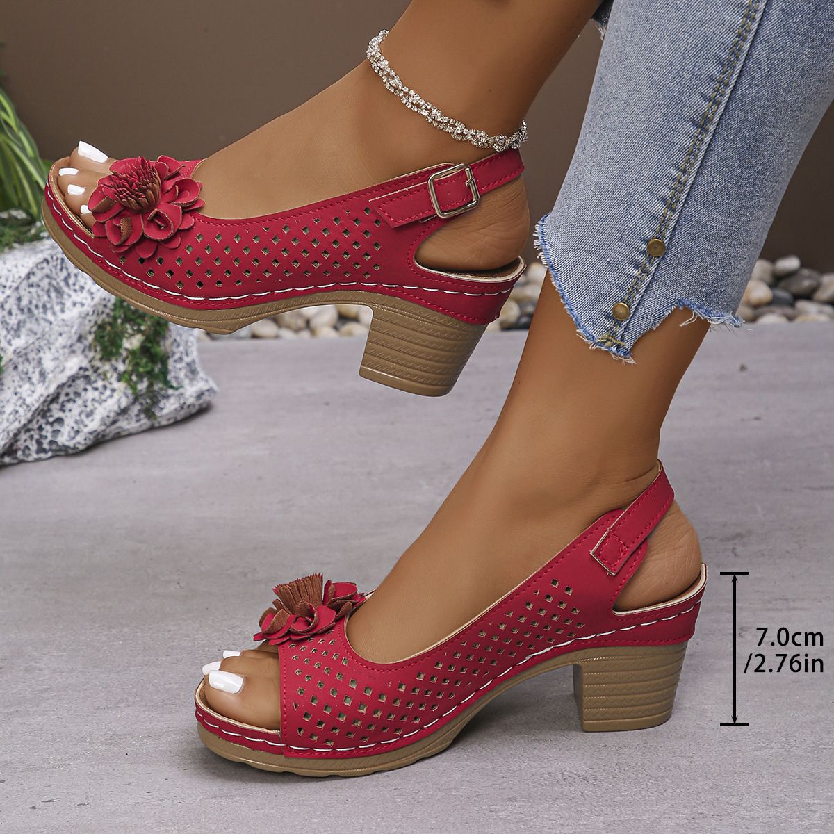 Springnew Arrival High-heeled Sandals Women's Shoes One-piece Strap Fish Mouth Sandals Belt Buckle High-heeled Casual Sandals_vogvips.com