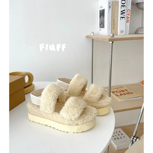 Henan Sangpo Snow Boots For Women Sheepskin Integrated Platform Thick Sole Two-Word Lamb Wool Slippers INS_vogvips.com