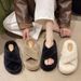 Autumn Winter 8CM Thick Sole For Women 2025 New Home Cross Furry Cotton Slippers_vogvips.com