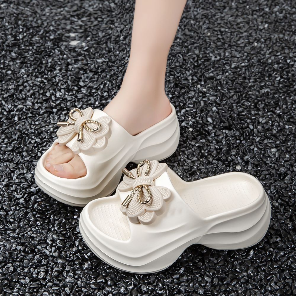 2026 New EVA Thick-Soled Height-Increasing 6cm Slip-On Sandals With Bow Decoration For Women, High-End Comfortable_vogvips.com