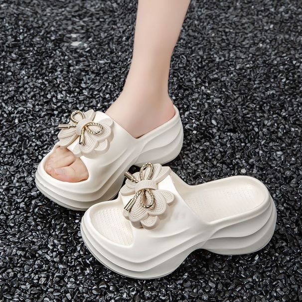 2026 New EVA Thick-Soled Height-Increasing 6cm Slip-On Sandals With Bow Decoration For Women, High-End Comfortable_vogvips.com