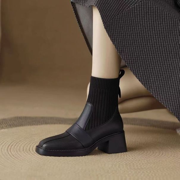 Fashionable Outerwear Elegant Stretch Sock 2025 Autumn New Slim Martin French Knitted Short Boots For Women_vogvips.com