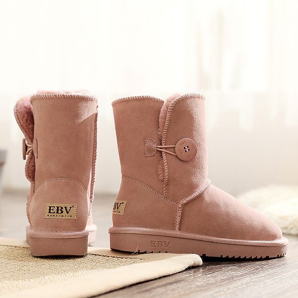 EBV Snow Boots, Women's Cowhide Midsole Boots, Fashionable, Warm, Thick, Plush, Anti Slip, Cute Fur Integrated Cotton Shoes_vogvips.com