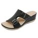 Q316-1 New 2025 Lightweight Slippers Casual Simple Wedge Metal Buckle Large Size Women's Sandals_vogvips.com