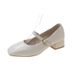 French Mary Jane Women's Mid 2025 Spring Autumn New Style Square Toe Small Leather Shoes With A Buckle And Thick Heel,_vogvips.com