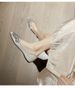 Pointed Single Shoes Women's Flat-bottomed Versatile Rhinestone Ladyshoes One Pedal Gentle Evening Wind Doudou Shoes_vogvips.com