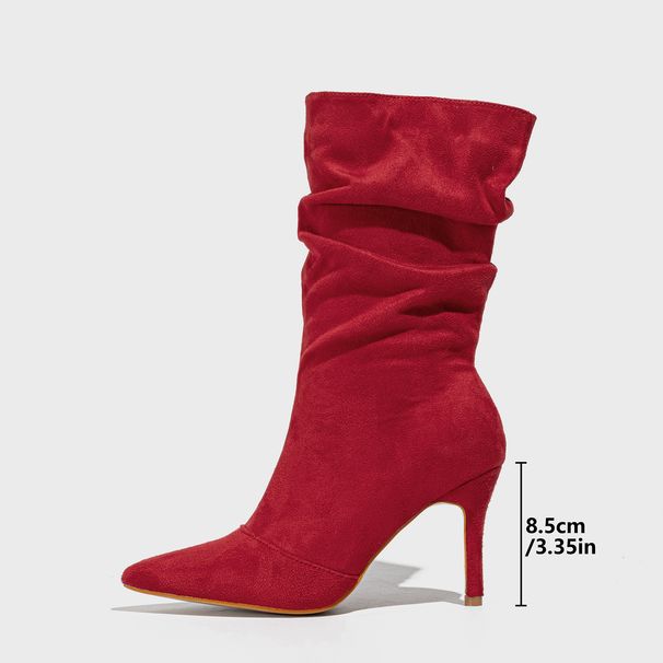 Women's Pointed Toe Stretch Suede Ankle Boots With Side Zipper - Ultra High Heel (8cm+) Fashion Boots For Fall/Winter/Spring_vogvips.com
