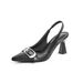 In-stock Early Spring New Style Square Buckle Pointed Toe Comfortable High-heeled Shoes Outdoor Wear, Closed-toe Mules_vogvips.com