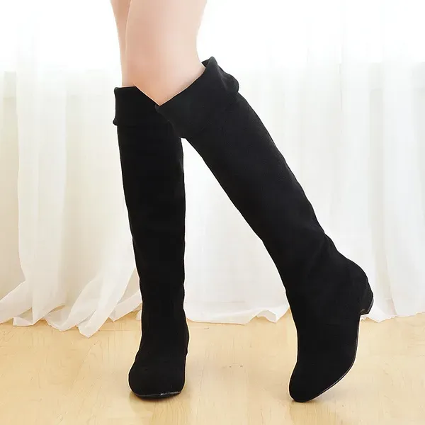 Wholesale-2016 New Fashion Sweet Lady Shoes High Thigh Knee Autumn Winter Over-the-Knee Casual Plus Size Boots For Women_vogvips.com