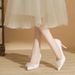 Women's Shoes 31 32 33 Small Size Elegant White Lace High Heels Pointed Toe Stiletto Wedding Shoes For Brides & Special Occasions_vogvips.com
