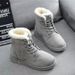 1178225343@qq.com 2025 Autumn Winter Student Snow Women Short Tube Warm Boots Lace-up Flat Heel Korean Style Trendy Cotton Shoes Factory_vogvips.com
