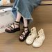 Platform Thick Sole For Women, Summer New Design, Fashionable And Elegant, Back Zipper Height Increasing, One Strap_vogvips.com