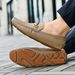 Live-Streaming Genuine Leather Fleece Bean Shoes, Trendy Casual Leather Shoes, Cowhide One-Foot Driving Shoes, Large-Siz_vogvips.com