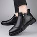 European Warm Series Autumn Winter Large Size 45 High Top Work Men Cowhide British Style Trend Side Zipper Slip-On Casual Fleece Lined Shoes_vogvips.com