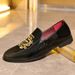 Unbeatable Quality Leather Embroidered Loafers, One Foot Business Leather Men's Shoes, Trendy High-end, Breathable And Odorless Feet_vogvips.com