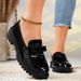 New Patent Leather Glossy Tassel Mid Heel Vintage Loafers Plus Size Fashion Casual Single Shoes_vogvips.com