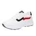 Women's Casual Sports Shoes For Spring And Autumn, Leather Upper With Color Blocking, Thick-soled Student Sneakers,_vogvips.com