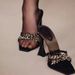 Cross With Rhinestone High Heels, New Crystal Chain Square Head Open-toed Horseshoe Heel, Beautiful Sandals Women's Shoes_vogvips.com