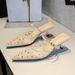 French Mesh Lace Pointed Head Thin Heel Baotou Rhinestone Slippers Outer Wear Hollow Word With Half Drag_vogvips.com