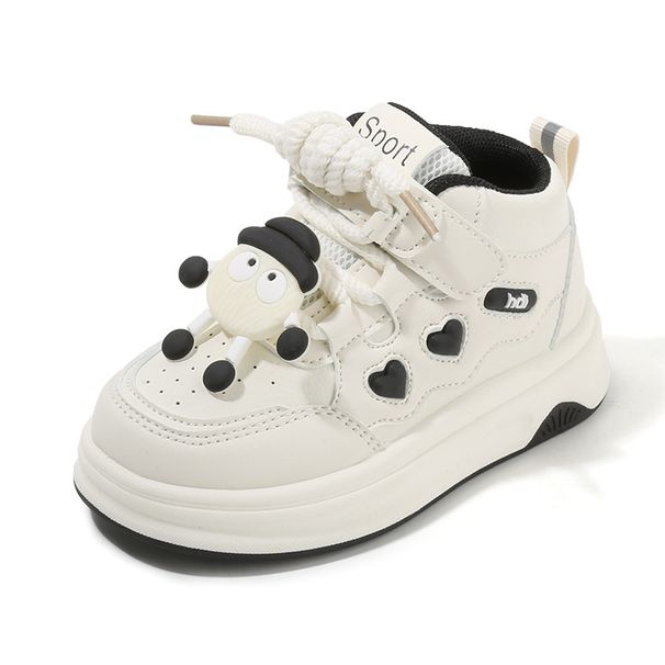 Girls Small White Shoes Cartoon High Top Boys Casual Shoes Soft Soles_vogvips.com