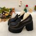 Height-increasing Platform Small Leather Shoes Women's British Style Jk Uniform Shoes Thick Heel High Heels 8cm Loafers_vogvips.com