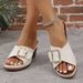 Women's Shoes Large Size Mid Heel Metal Buckle Fish Mouth One Strap Slippers Summer Open Toed Outdoor Rocker Shoes_vogvips.com