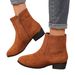2024 Autumn Winter Fashion Plus Size Zipper Women's Suede Martin Chunky Heel Short Boots_vogvips.com